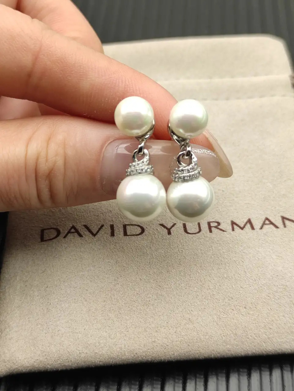 David Yurman Silver Double Pearl Earrings